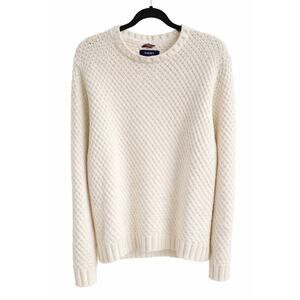 GANT Ivory White Cotton Chunky Knit Sweater Size Small Preppy Crewneck